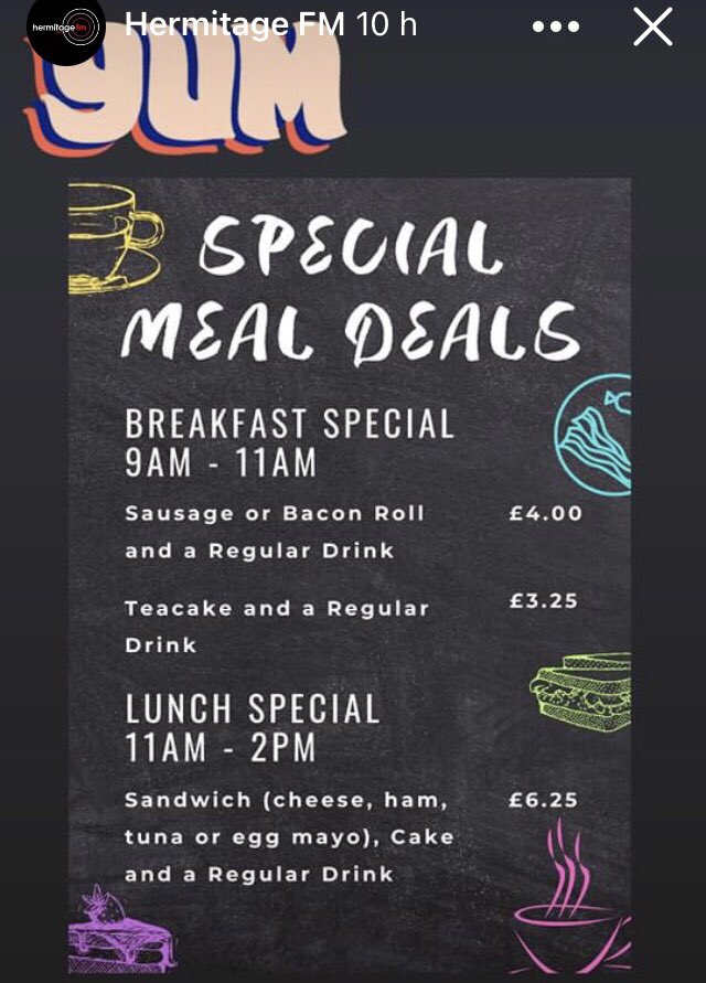 The special meal deals @hermitagefm coffee ☕️ lounge