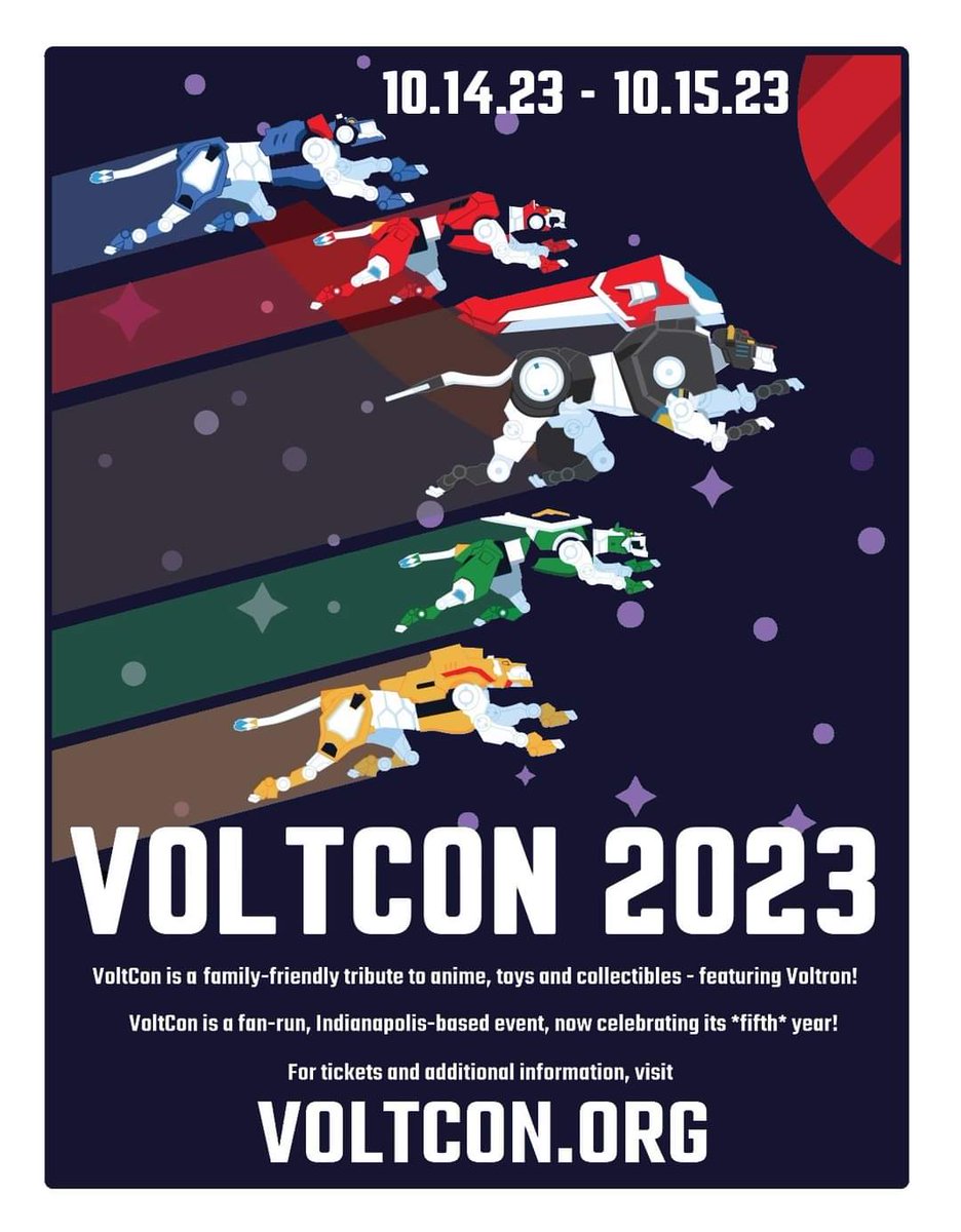 VoltCon is coming! Join us for *year five* this October 14-15th! Visit voltcon.org for tickets and info. #voltron #voltcon (art by Samoht Lion)