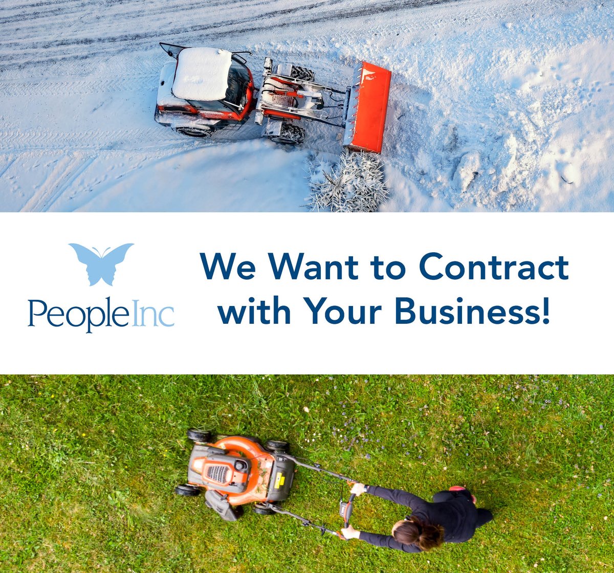 People Inc. is looking to contract with local companies for lawn care and snow removal in 2023/24! Women and minority-owned businesses are a plus! Interested vendors can contact William Gajewski at william.gajewski@people-inc.org.

#lawncare #snowremoval #businessconnections