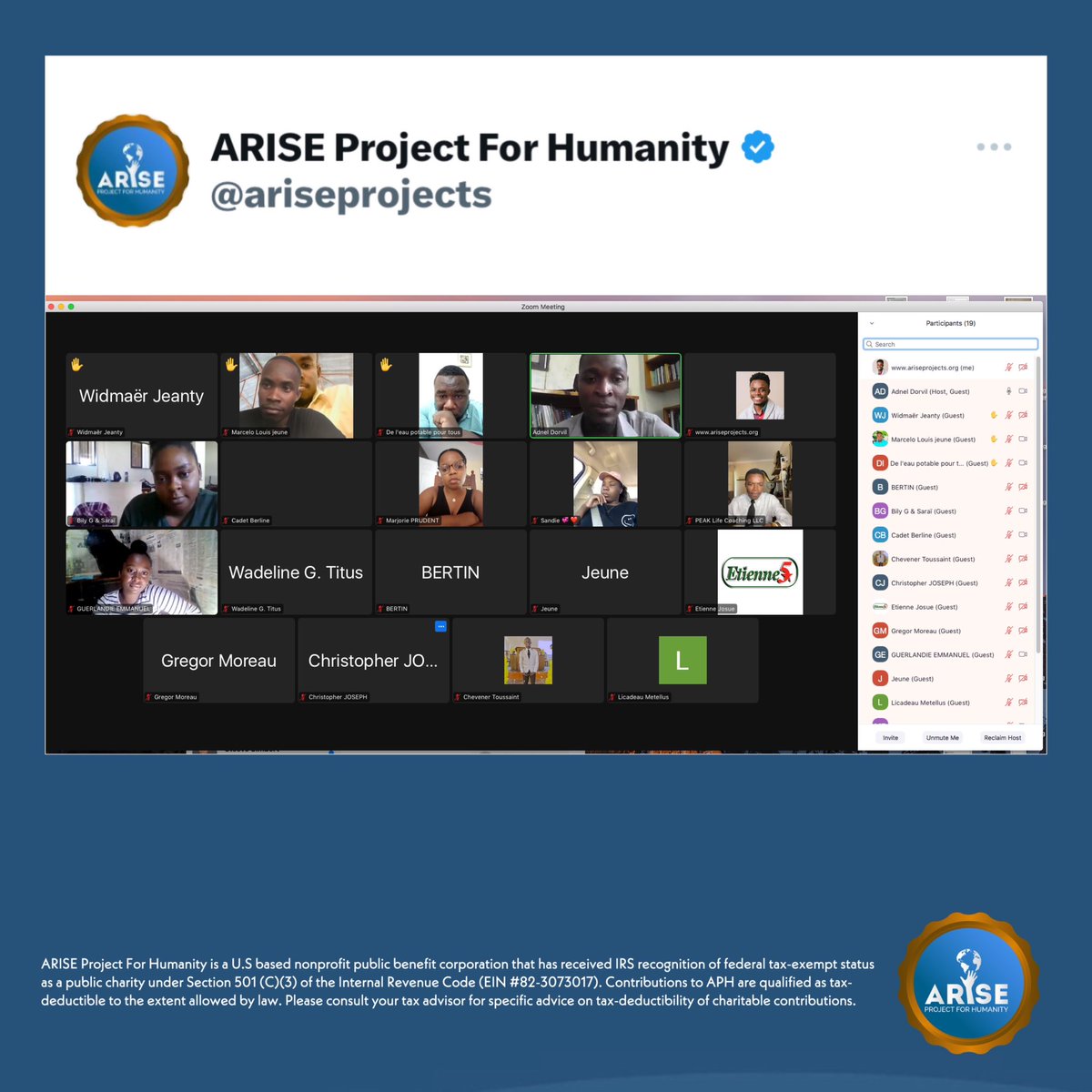 ariseprojects's tweet photo. There is no way to fully express our gratitude for your loyalty. We at ARISE Project For Humanity are continually inspired by the dedication and generosity of donors like yourself who answer the call to give again and again. We are looking to open up more mentoring programs… https://t.co/iS5MhZrJz8