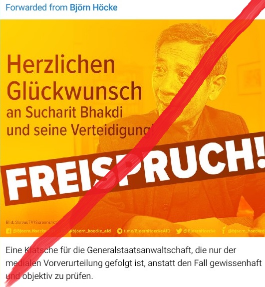 #FCKQuerdenken #Rechtsextremismus #SucharitBhakdi 
Björn Höcke gratuliert Sucharit Bhakdi: