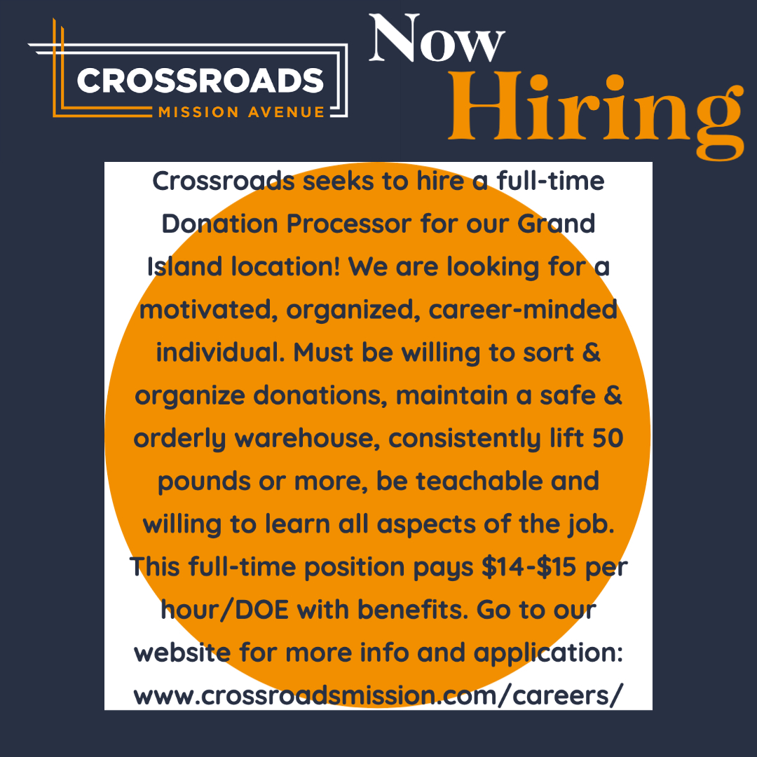 ❤️ Have a heart for ministry and serving others? Join the Mission Avenue Thrift team! Current job openings listed at crossroadsmission.com/careers #grandislandnebraska❤️ #JobOpening #helpingothers #lovemyjob! #jobopportunity