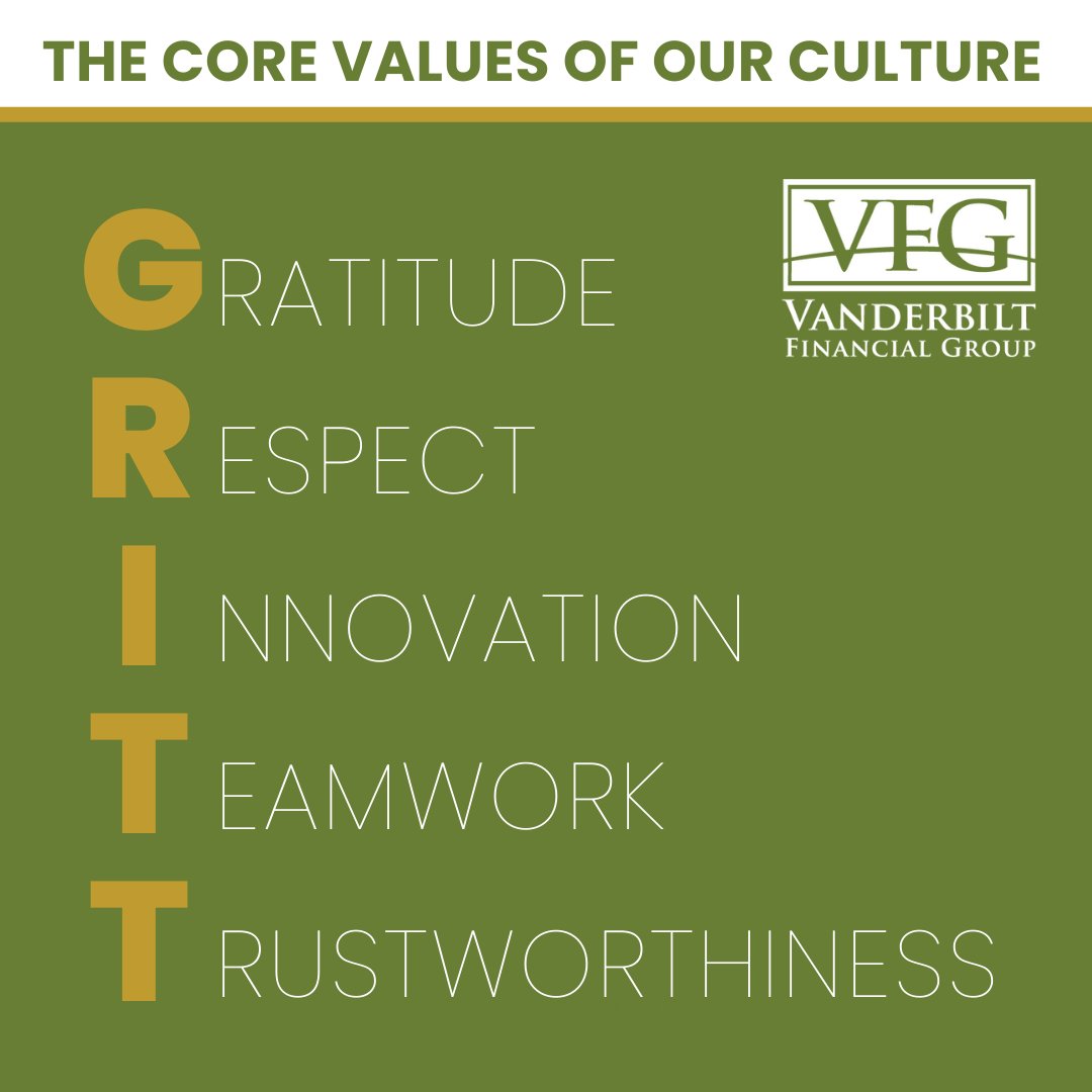 Our culture of G.R.I.T.T. is what what makes Vanderbilt dynamic and innovative, standing out from other Broker-Dealers. 

#companyculture #vanderbilt #brokerdealer