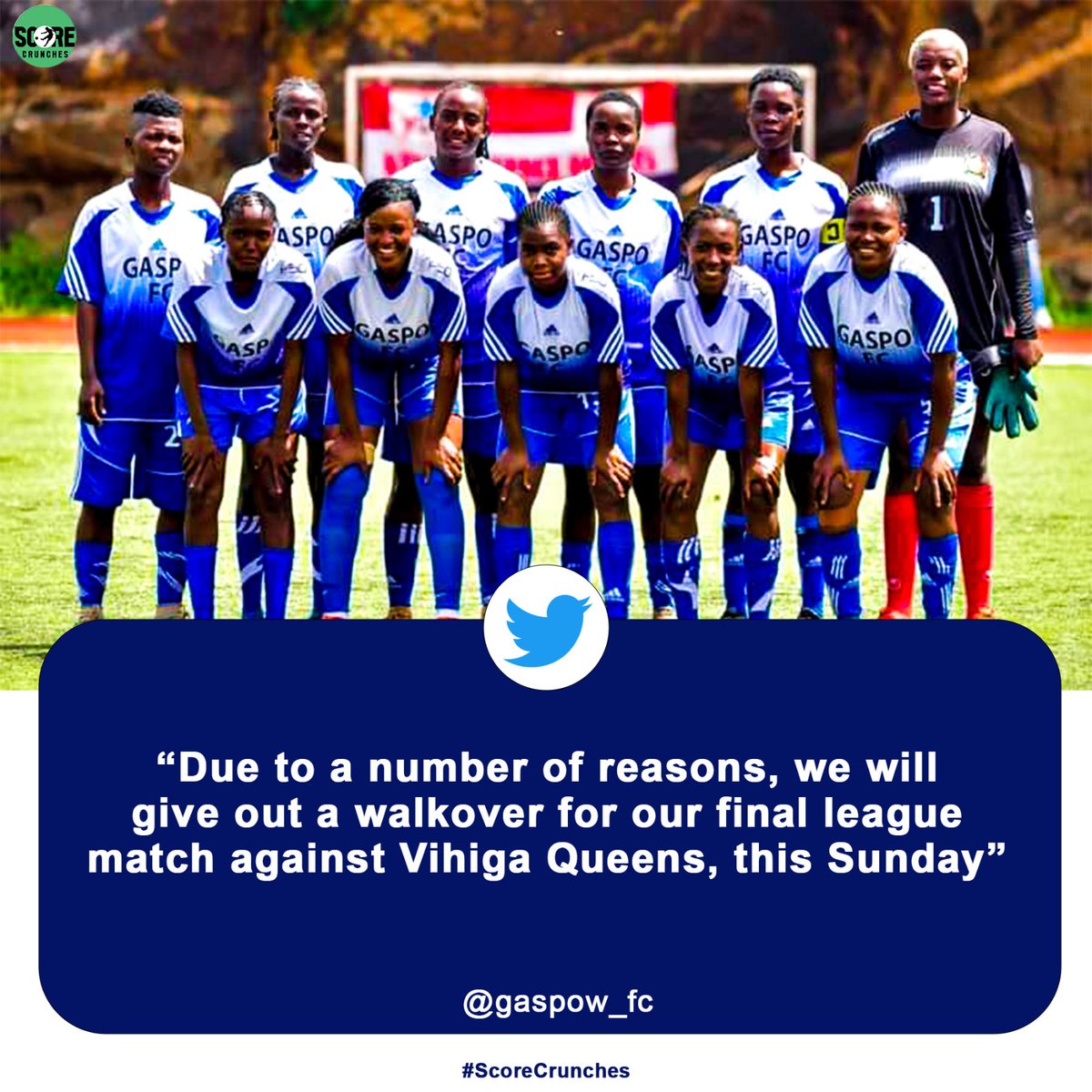 #FKFWPL UPDATE||

Through club's statement released today evening , Kenyan Women Premier League side Gaspo Women will not participate in final league fixture against their rivals Vihiga Queens.

Your thoughts...?

#ScoreCrunches