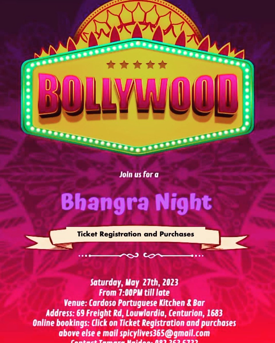 dees_naidu's tweet photo. Catch me this Saturday at the Bollywood Bhangra Night in Centurion GP.

Ticket sale details below link

https://t.co/VuhU6X79ov https://t.co/0mLRxJ6hsD
