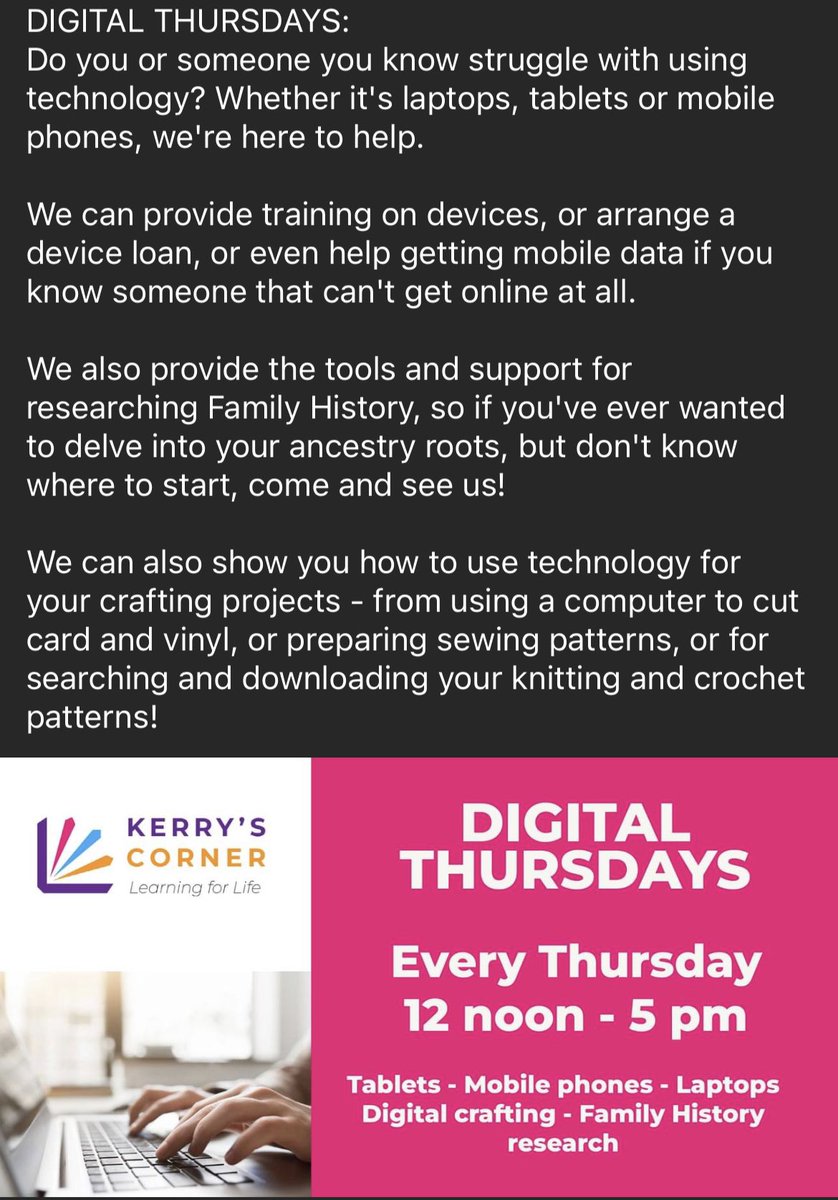 More about our #digitalsupport Thursdays
@DigitalWigan - if you or someone you know is struggling, our doors at @Higher_FoldsCC are open.