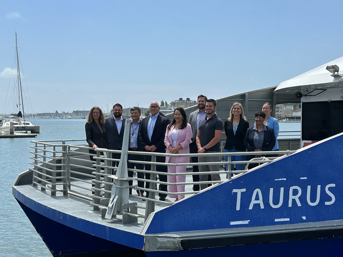 The S.F. Bay Area Water Emergency Transportation Authority (WETA) held a media event at the Oakland Ferry Terminal today to highlight their Gemini Class Conversion Project, where four of their 15-year-old vessels had engines upgrades to reduce diesel exhaust by 80%. #emissions