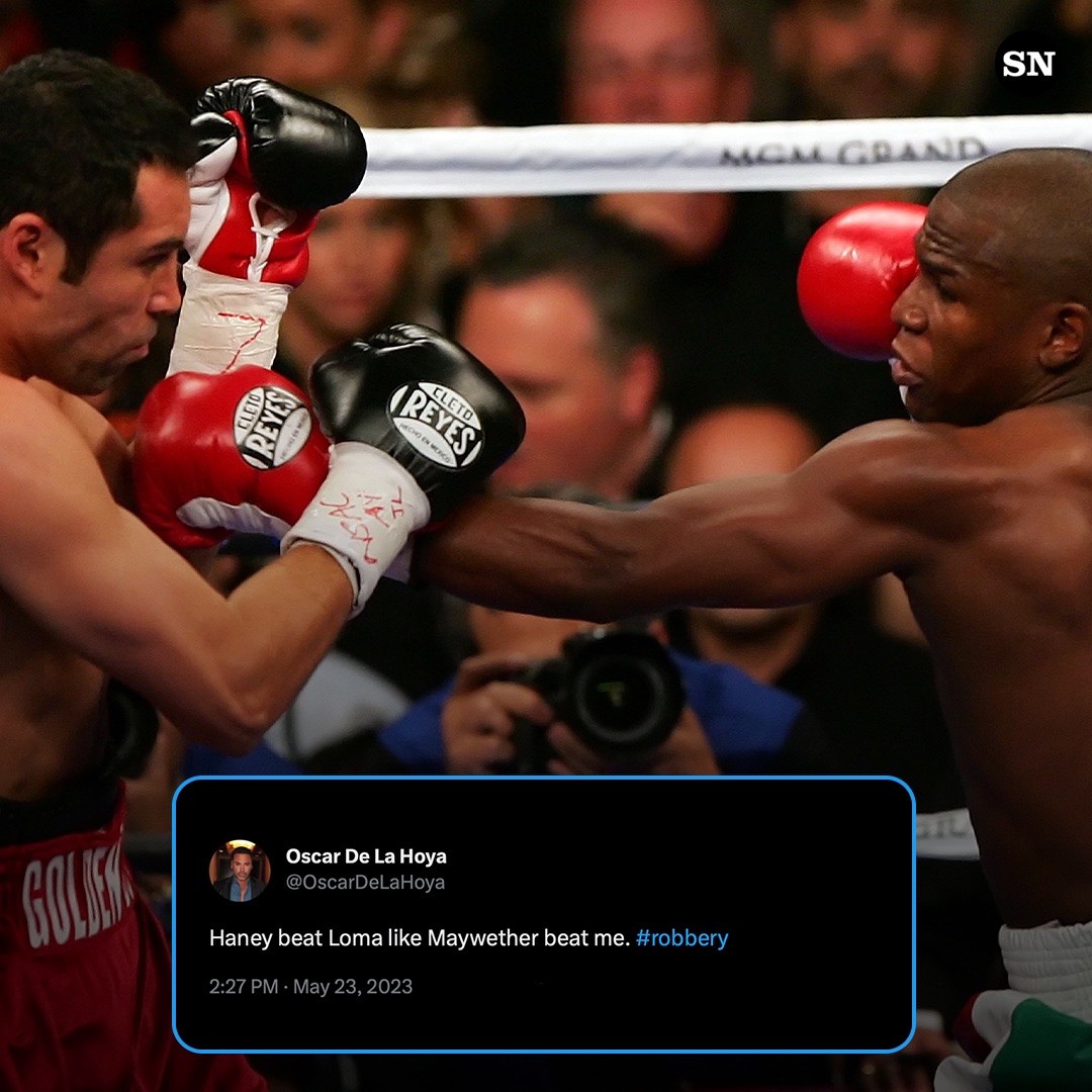 sn_fights's tweet image. Oscar De La Hoya tweets his opinion on the #HaneyLoma fight and brings up his fight with Floyd Mayweather Jr. from 2007😬