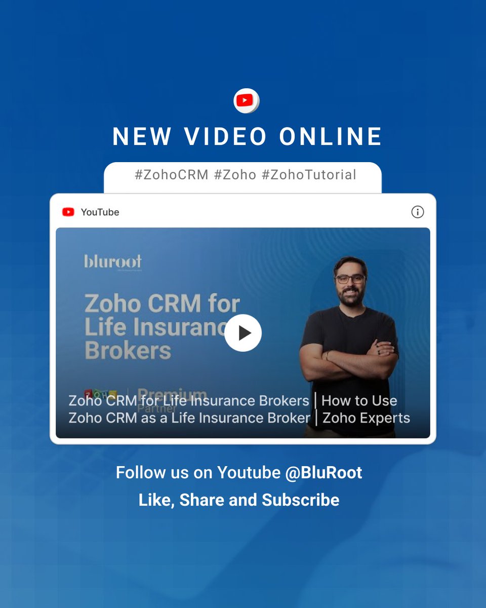 Want to streamline your business and manage your clients more efficiently? 

Learn how to set up, manage clients and policies, and run reports with Zoho CRM. 

Check out this video on how to use Zoho CRM as a Life Insurance Broker: youtu.be/GxcE1WV-Xg4

#LifeInsuranceBrokers