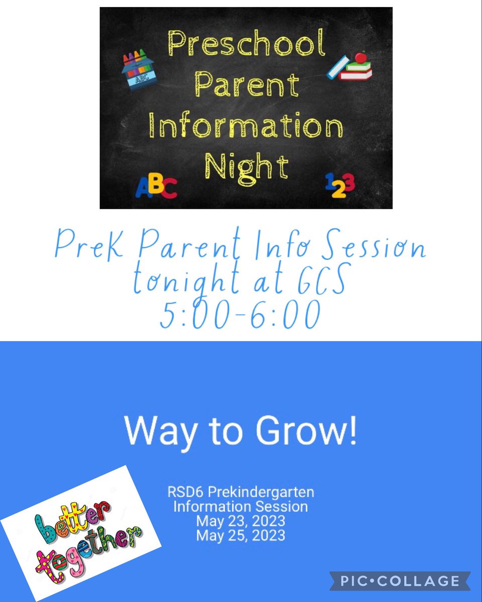 Looking forward to seeing parents tonight for PreK Info session at GCS 5:00-6:00 (There will also be another session on Thurs. at JMS 5:00-6:00). <a href="/TraKeilty/">Tra Keilty</a>