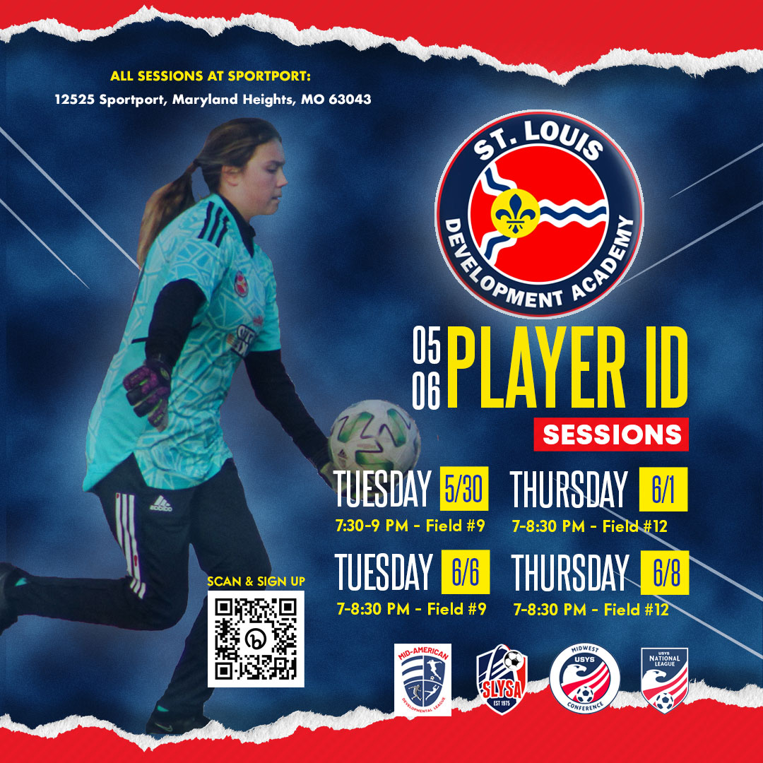 We are a week away from ID sessions for 05/06 girls teams competing in local, regional and national leagues! Excited to kick off the season with this group!  Click to register - bit.ly/3O4xEo9
📍Fields: 12525 Sportport, Maryland Heights, MO 63043