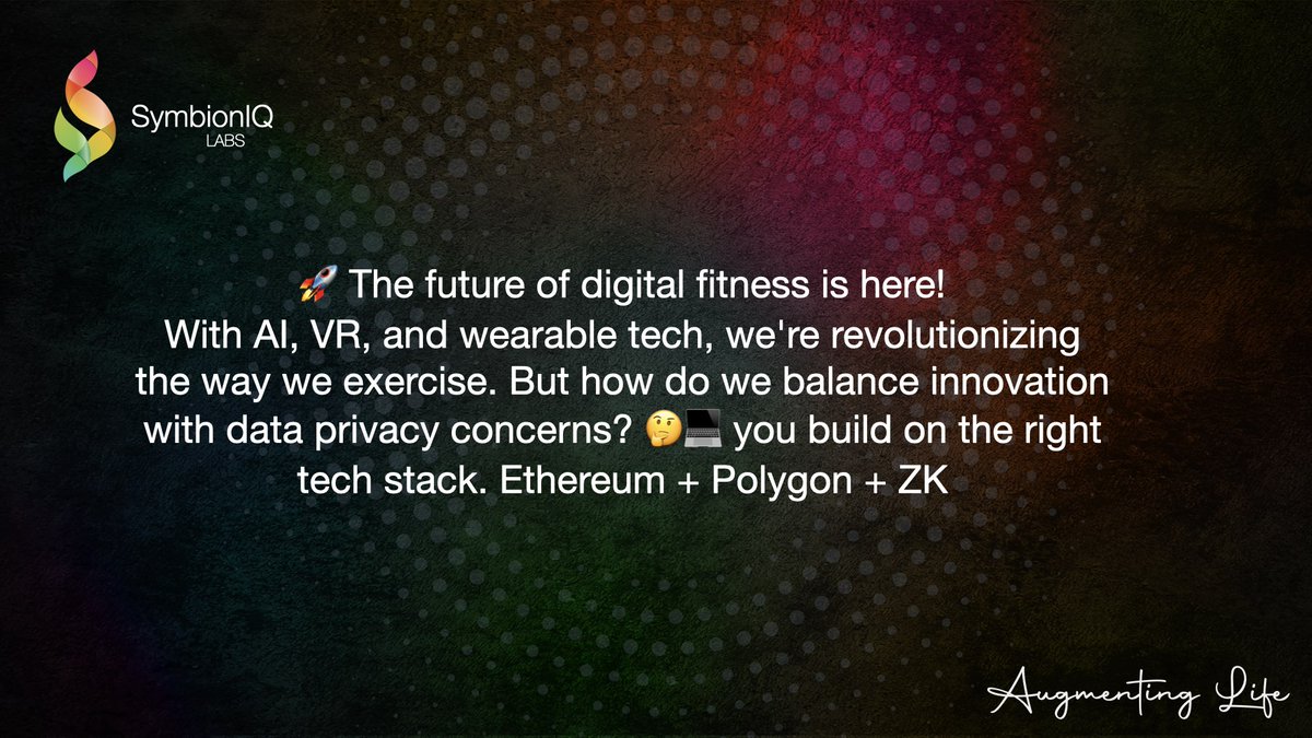 We are building the future of digital fitness for content creators using 3D Motion Capture and the power of the Blockchain. 
Go to SymbionIQ.com for details.

#AugmentingLife #PoweredBySymbionIQ 
#TheFutureOfFitness #MetaverseFitness
#DigitalFitness #DataPrivacy