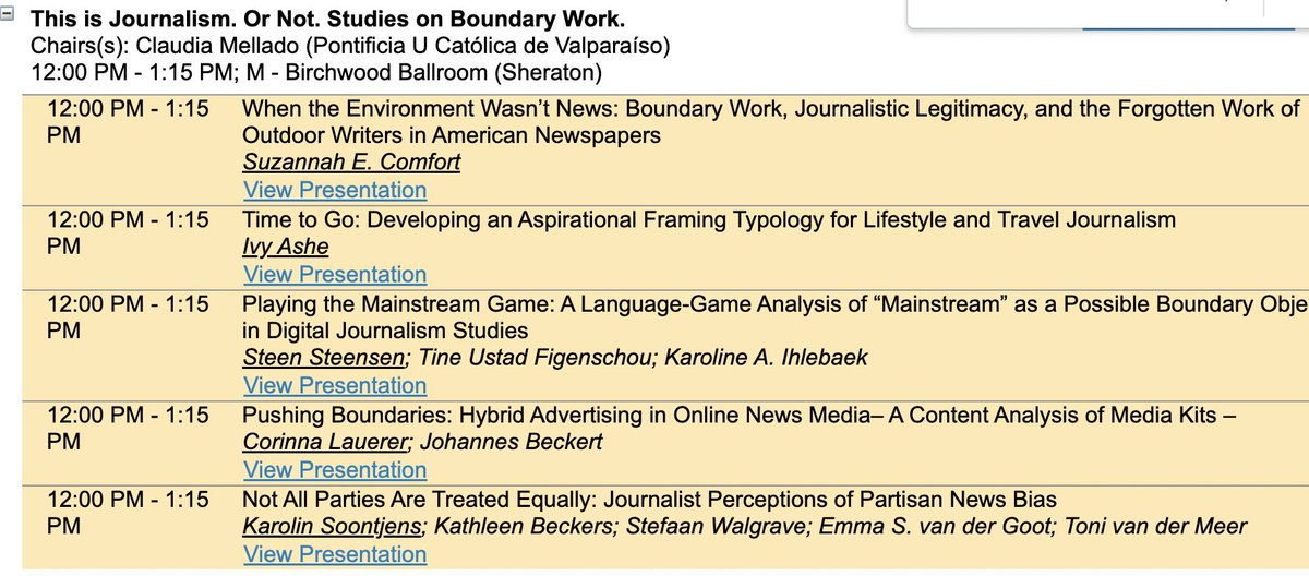 Is it time for #ICA23 to close shop? Never. More existential moments: "This is Journalism. Or Not. Studies on Boundary Work." in M - Birchwood Ballroom at noon feat. <a href="/claumellado/">Claudia Mellado</a>