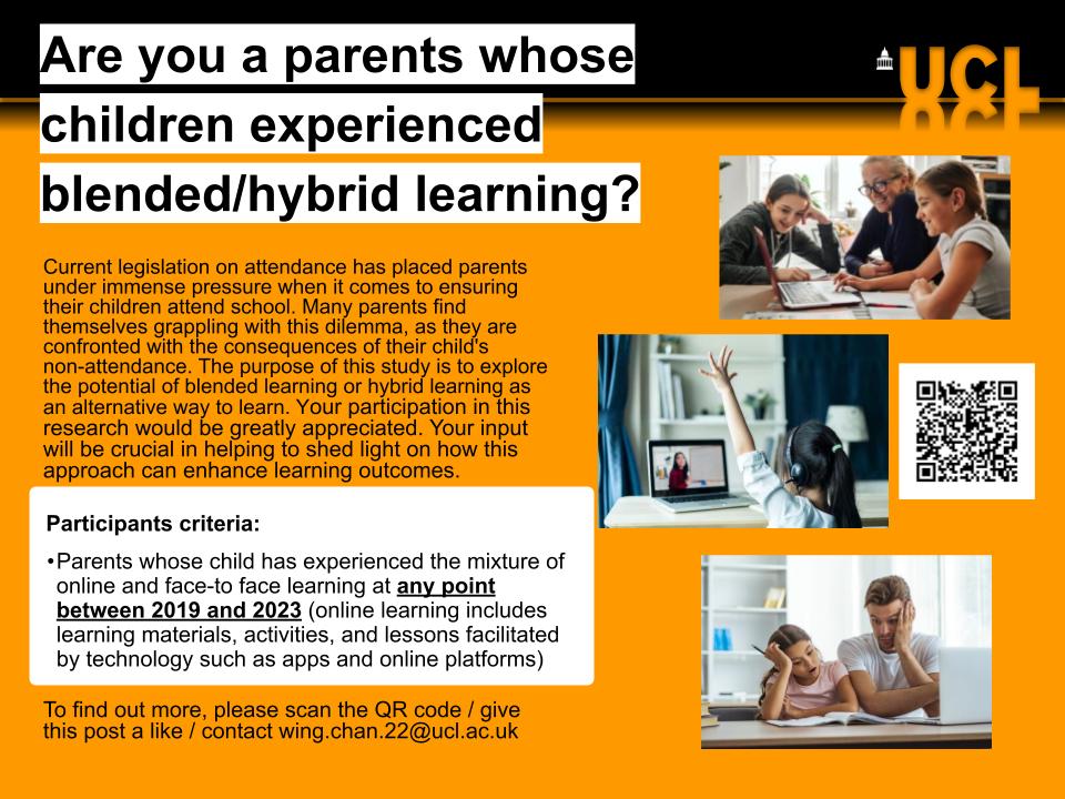 🎉Calling all parents whose children experienced blended/hybrid learning between 2019 and 2023. 📚👨‍💻 #TwitterEPs #blendedlearning #hybridlearning