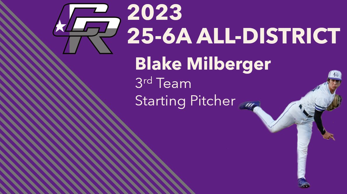 Please join us in congratulating Blake Milberger for being named a 25-6A All-District Starting Pitcher, 3rd Team. Cedar Ridge HS, Round Rock, TX, Class of '25
@BlakeMilberger  
#WeareCR