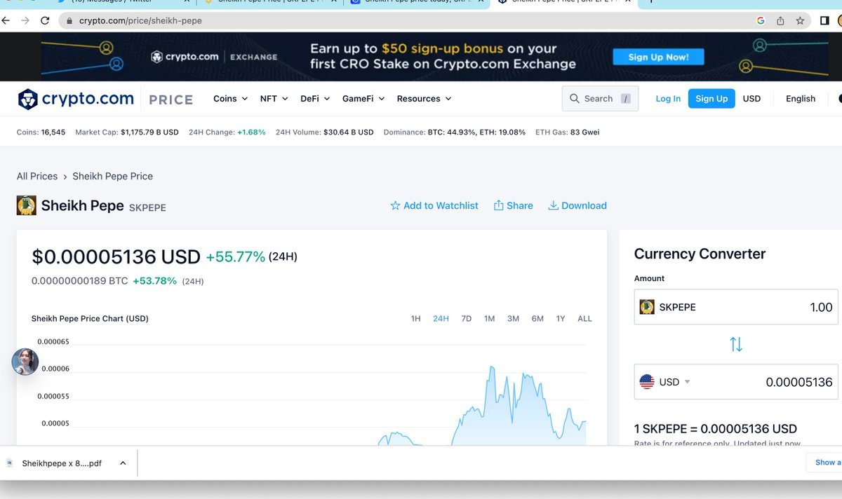 Yallah Habibi we got tracked on <a href="/cryptocom/">Crypto.com</a> 

#SheikhPepe #Pepearmy #Pepe #BSCGEMS #memecoin #habibi #dubai #crypto #moonshot #1000x