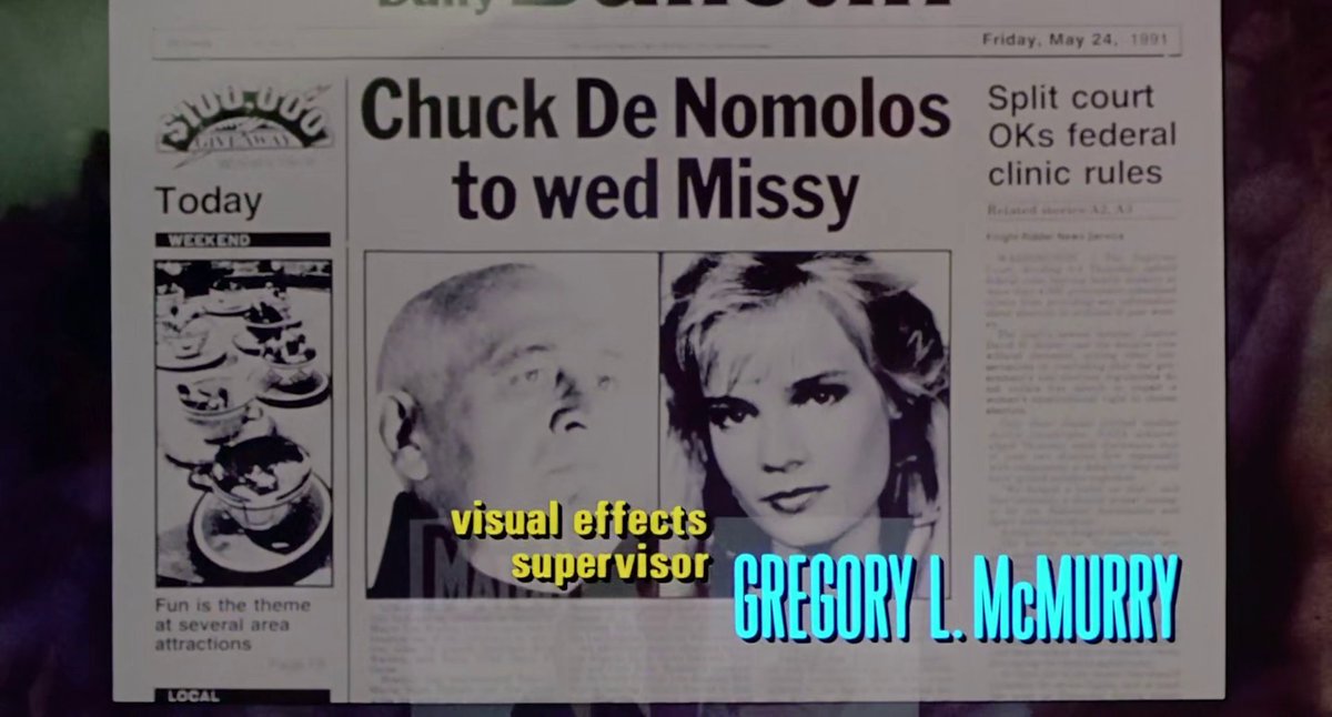 CineCalendar's tweet photo. May 24th 1991 - The Daily Bulletin ran the headline "Chuck De Nomolos to wed Missy" #BillAndTedsBogusJourney @ed_solomon https://t.co/ynySlRUbG9