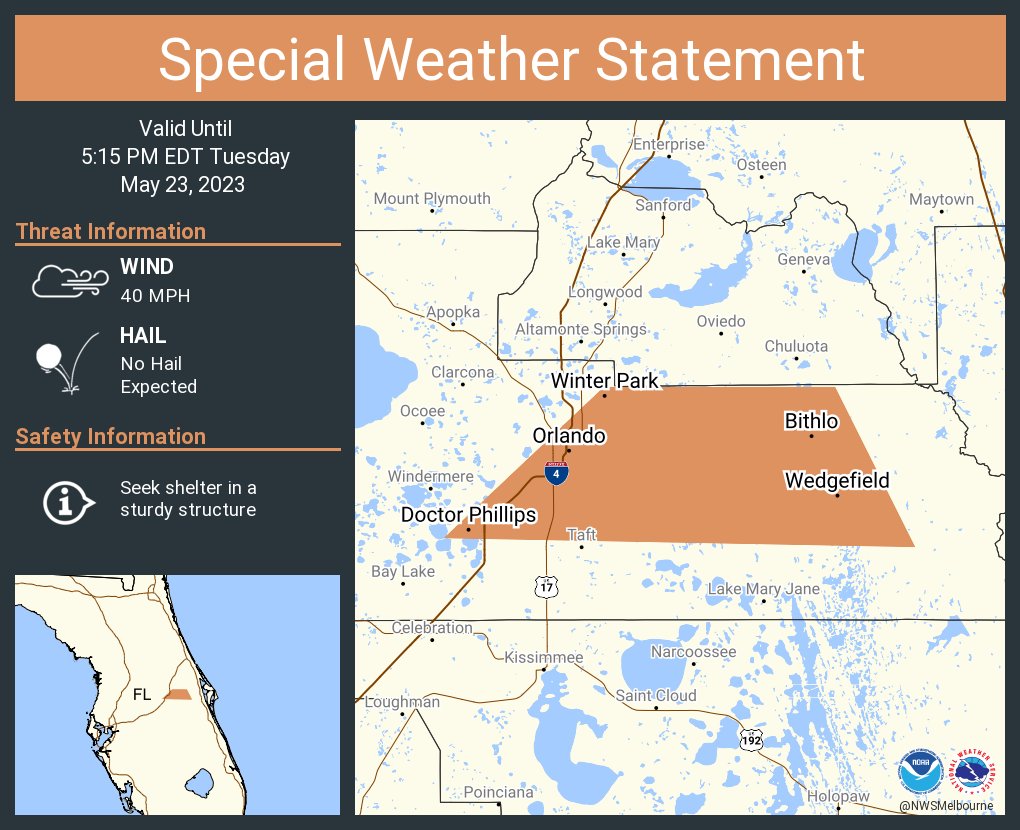 NWS Melbourne on Twitter "A special weather statement has been issued