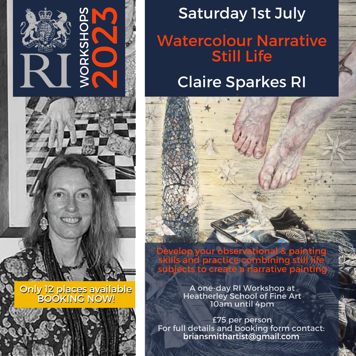 New watercolour workshop with <a href="/clairesparkes1/">Claire Sparkes RI SGFA</a> … for details contact briansmithartist@gmail.com