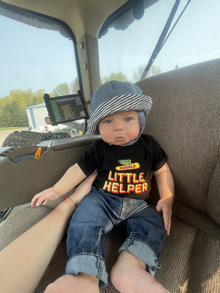 The farm’s latest #DEKALBlittlehelper was upset he napped through the last of corn planting this weekend… ready to make up for it with the @DEKALB_Canada  canola this week 
☀️🚜✨