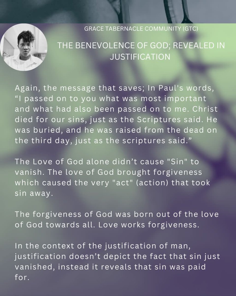 Nerak_chris's tweet photo. The Benevolence of God; Revealed in Justification.

#gracetabernaclecommunity https://t.co/d7C6CnTGin