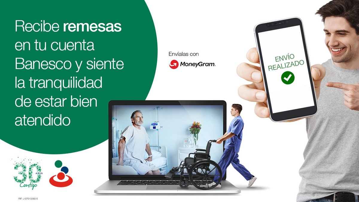 Banesco's tweet photo. ¡Enfócate en recibir la mejor atención! 🤝💙 

Ahora en #Banesco te ofrecemos la posibilidad de recibir #remesas directamente en tu cuenta, sin intermediarios, rápido y seguro. Pruébalo a través de @MoneyGram 

Conoce más en https://t.co/d3rXrnVKPH 🤳

#BanescoContigo https://t.co/HWo7kX23Yf