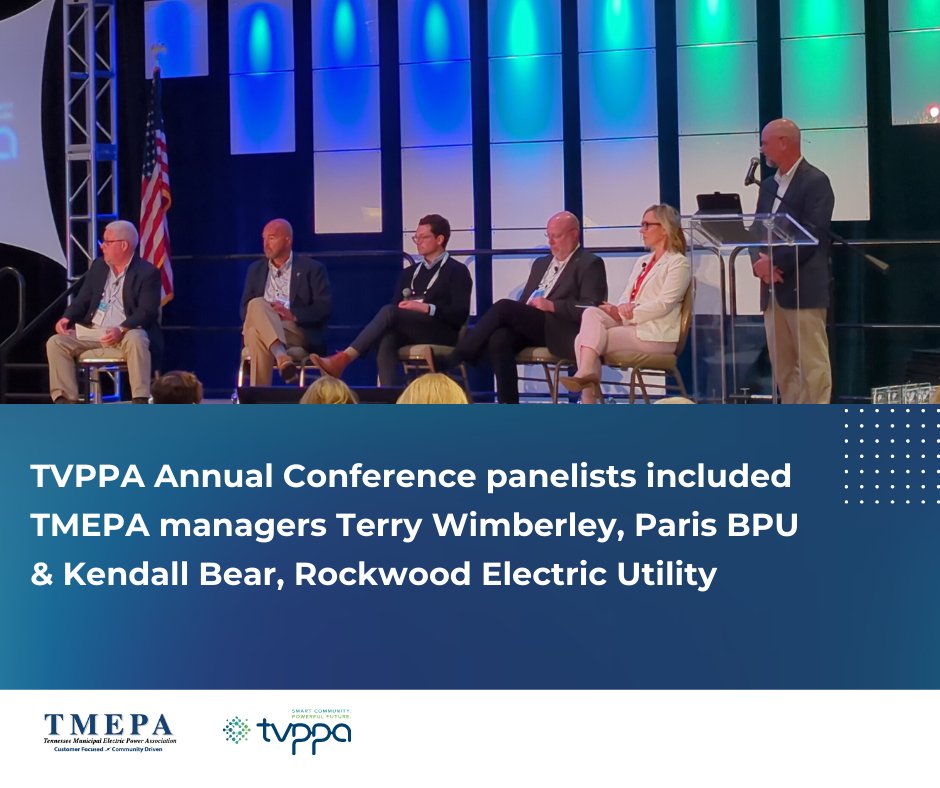 TMEPA managers Terry Wimberley, Paris BPU and Kendall Bear, Rockwood Electric Utility present on a panel at TVPPA Annual Conference with other LPC Managers on ways to execute solar projects as part of TVA's flexibility allowance #publicpower #communitypowered