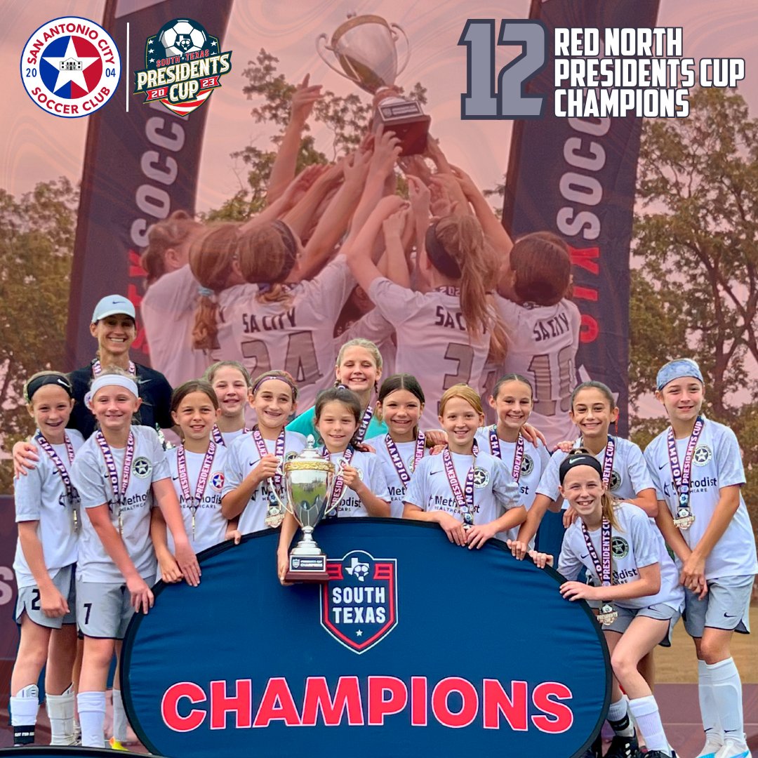SAN ANTONIO, We're President Cup Champions! 🏆

Congrats to SA City 12G Red North on WINNING! Congrats to Coach Ashley and SA City Players!  
👏👏👏

#BuildingTheCITY #SACityProud
🔵🔴