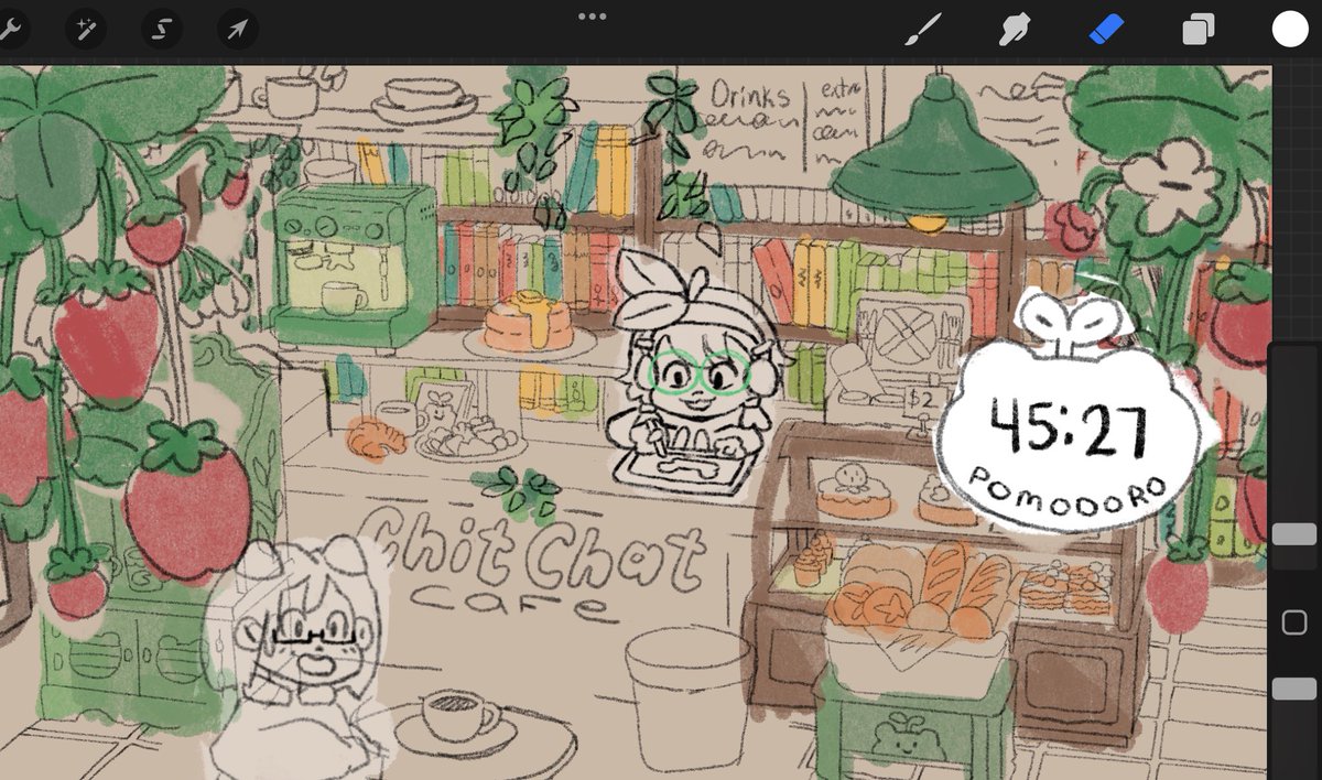 Trying something new! This is a little wip for the co-working study stream layout for Twitch!  📚☕️📝🍓