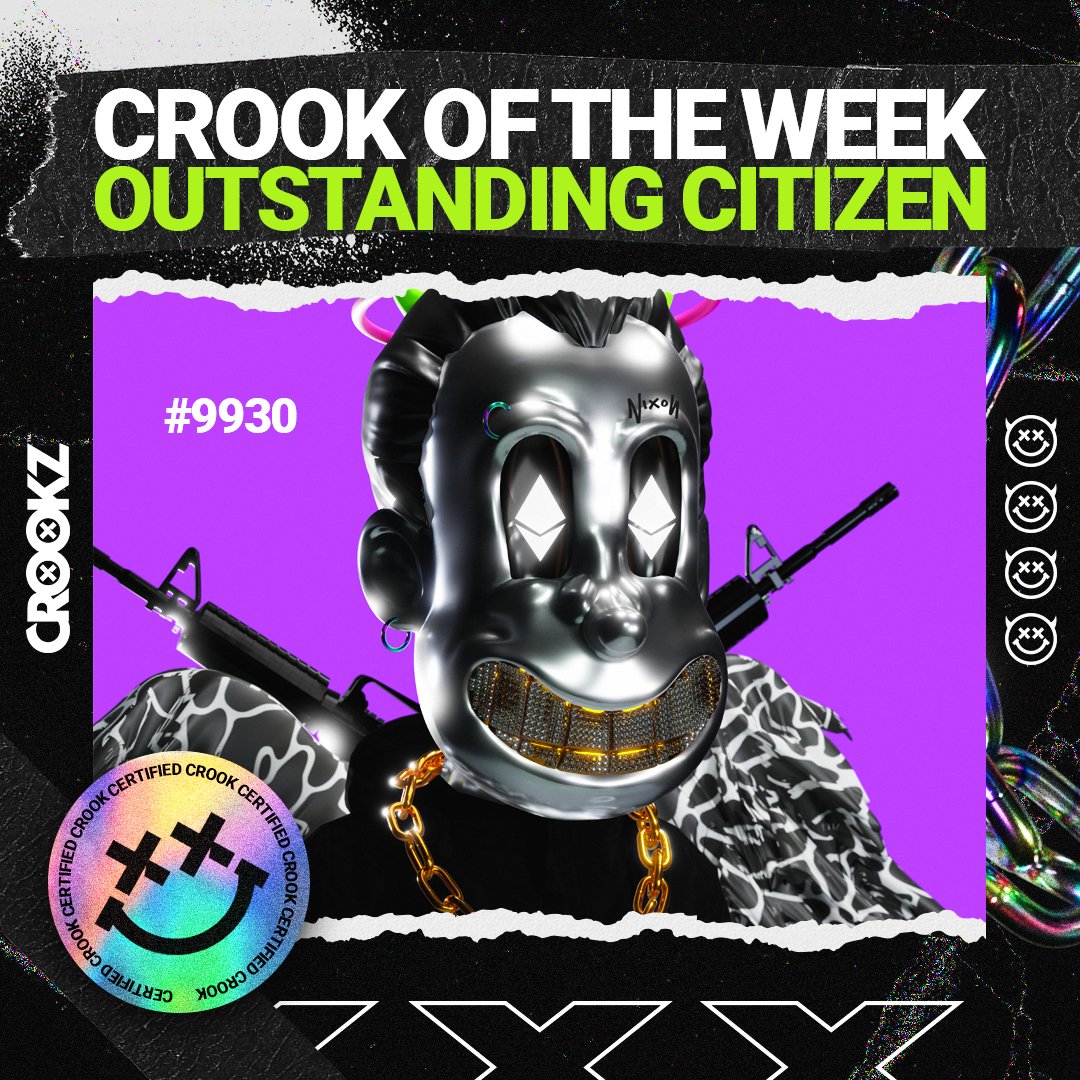 Congratulations to <a href="/DnBstevo/">Turbo</a> for being this week's Crook of the Week!  

Incredible human being and a staple in our community from the start. Love your Crook with chrome body and purple background. 

Thank you for being you, enjoy some $CRKZ on us 🫡