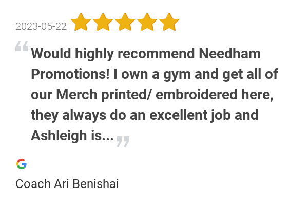 NeedhamPromo's tweet image. New 5.0-star Review: "Would highly recommend Needham Promotions! I own a gym and get all of our Merch printed/...