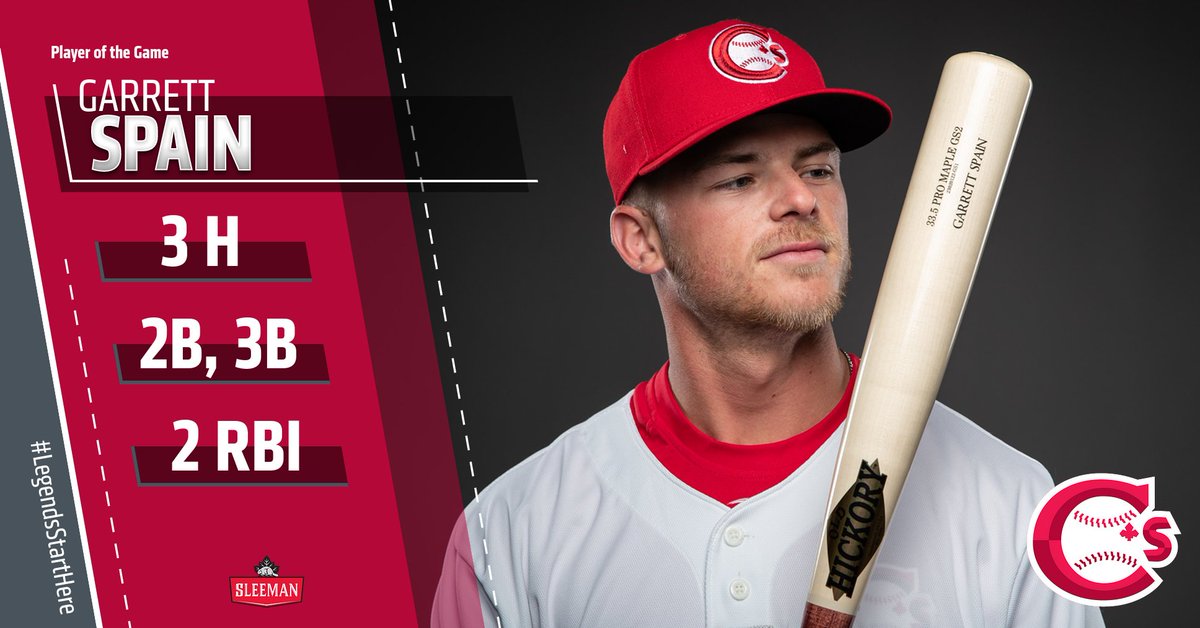 Have a day Spainer!

<a href="/garrettspain28/">Garrett Spain</a> is the Sleeman Clear 2.0 Player of the Game after finishing a homer shy of the cycle with two BIG RBI. Cheers, Garrett!