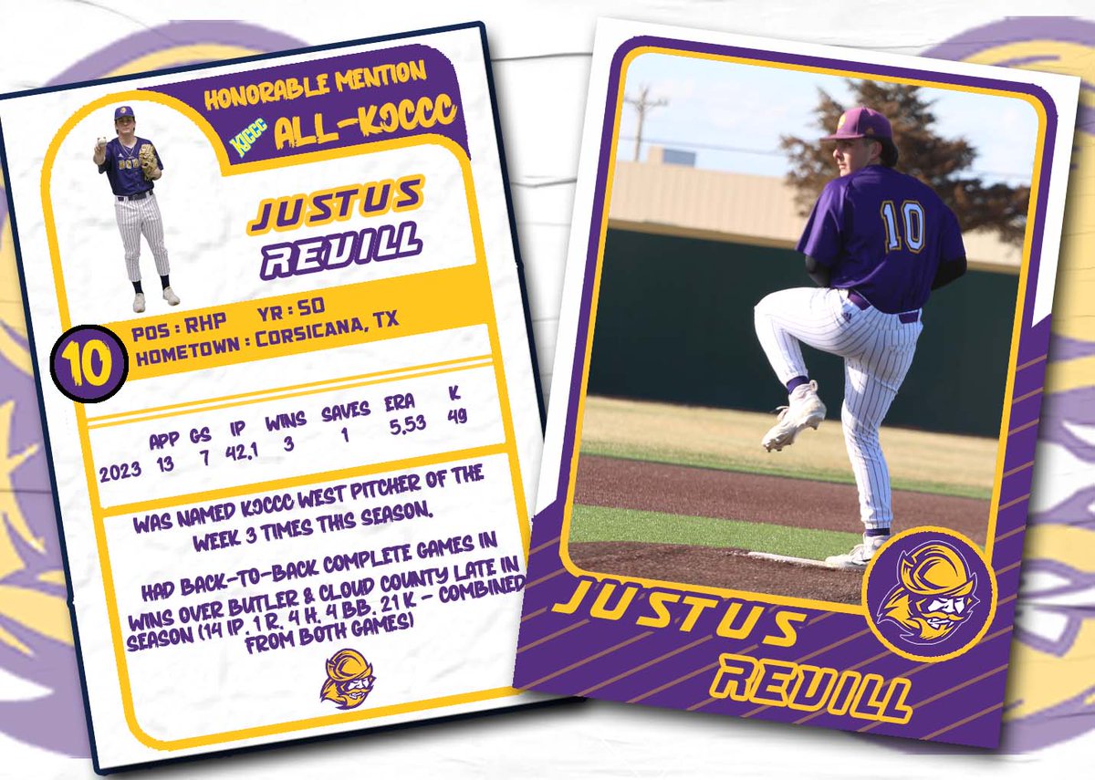 ⚾️Baseball | #GoConqs

⚾️Justus Revill <a href="/JustusRevill10/">Justus</a> 
⚾️Honorable Mention All-KJCCC
🏡Corsicana, TX

⚾️2023 stats: 13 App (7 GS) - 42.1 IP, 3 wins, 1 save, 5.53 ERA, 49 K <a href="/GoConqsBB/">Dodge City CC Baseball</a>