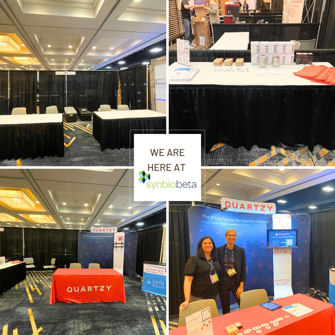 Quartzy's tweet image. We are here at @Synbiobeta!
Come say hi and let&apos;s chat about your lab supply management system.
Looking forward to seeing you all soon!
#synbiobeta2023
