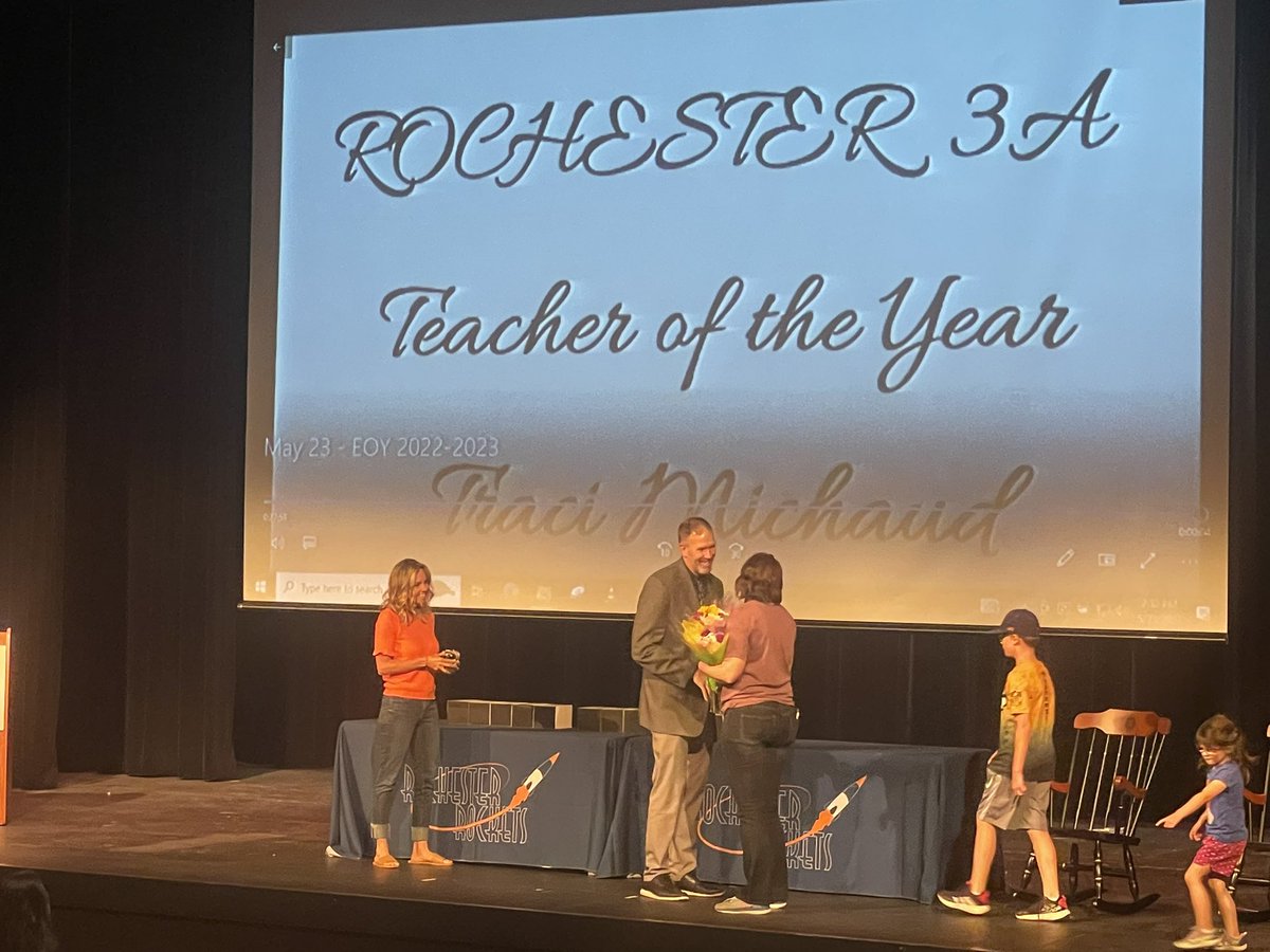 Rochester High School English teacher Traci Michaud is the Rochester Schools Teacher of the Year.