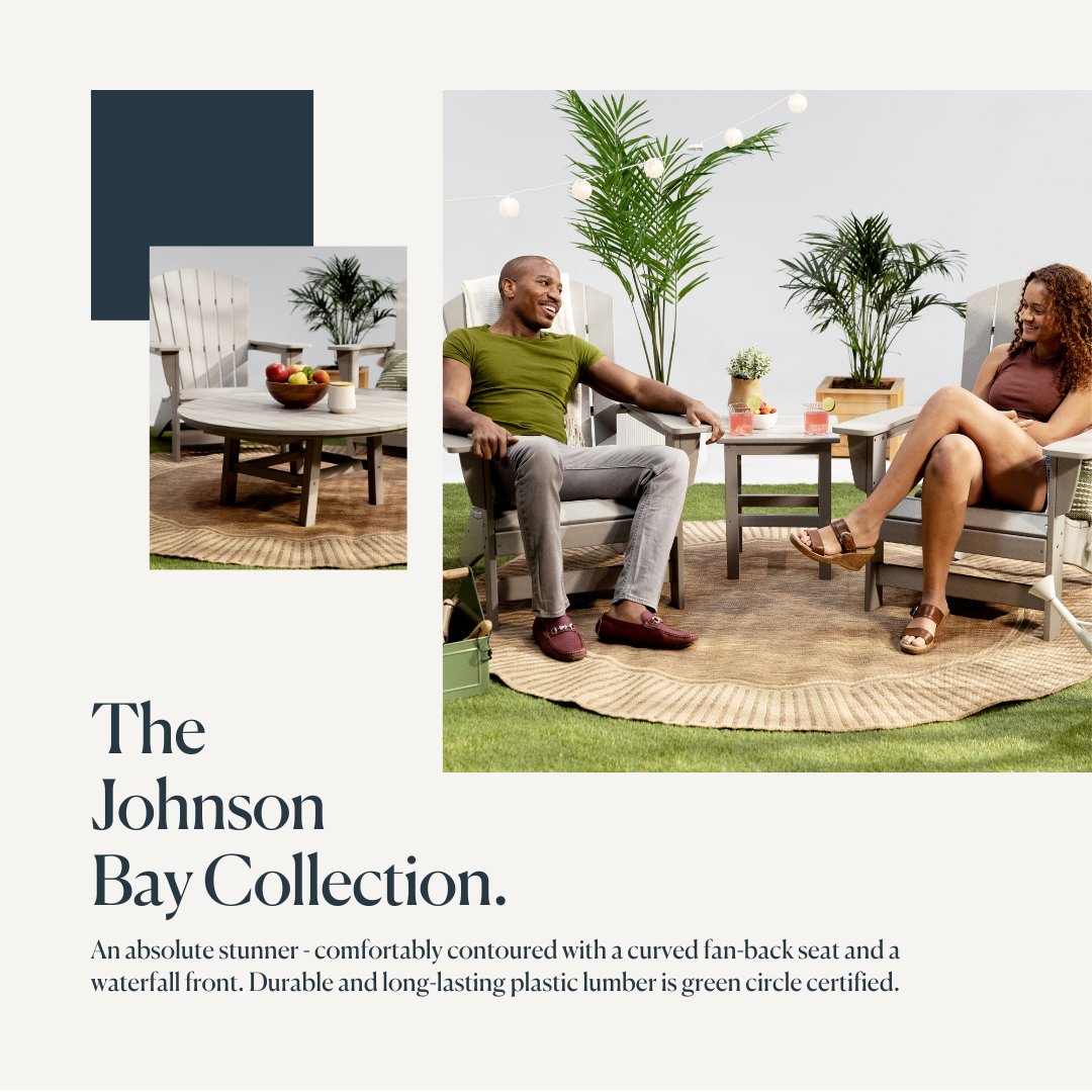 DuroGreen's tweet photo. Looking for the optimal lounge experience? Check out our DuroGreen Johnson Bay Collection, engineered to fit your lifestyle with a curved fan-back seat and a waterfall front made for your comfort.

#durogreenoutdoor #sustainablefurniture #recycled #adirondackchair https://t.co/IwuDbNyo1O