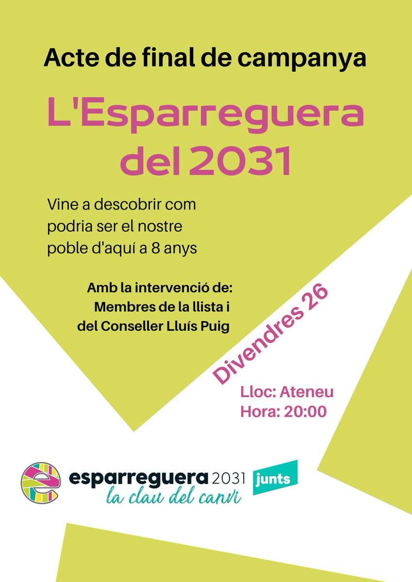Aquest divendres tenim festa.

Una altra manera de veure com la política ens pot canviar la vida.

Veniu a descobrir-ho?

#actefinal #esparreguera2031 #junts #esparreguera #eleccionsmunicipals2023 #mirantelfutur