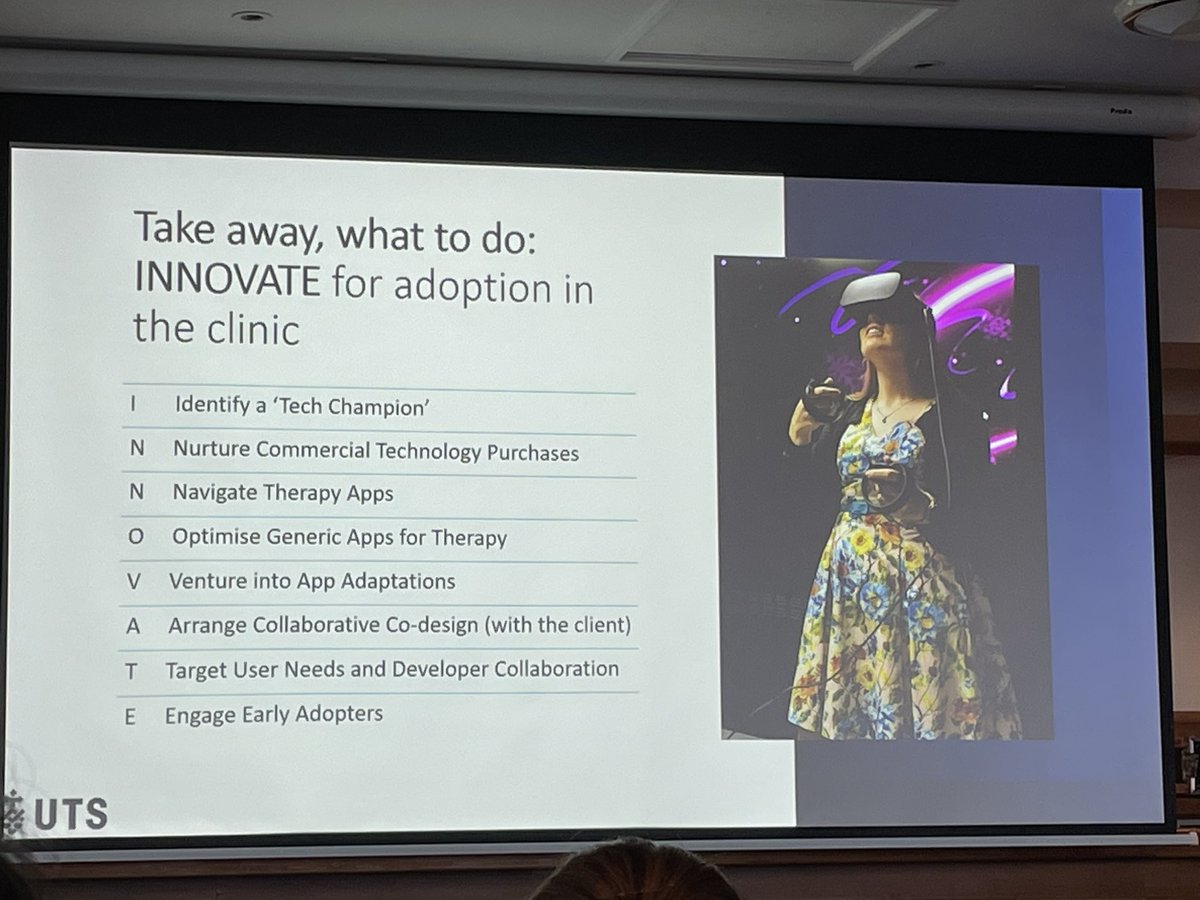 Dr Liss (Melissa Brunner) (@lissbee_cpsp) on Twitter photo Explore & learn together (see ChatGPT suggestion ADAPTS)!
<a href="/BronwynHemsley/">BronwynHemsley</a> & <a href="/GoSHspeech/">Speech Pathology at UTS</a> team suggest finding a tech champion (like <a href="/LucyEBryant/">Dr Lucy Bryant</a>!) who can try things out & then guide & support everyone else in uptake of tech > INNOVATE to adopt tech in clinical practice #SPAconf Explore & learn together (see ChatGPT suggestion ADAPTS)!
<a href="/BronwynHemsley/">BronwynHemsley</a> & <a href="/GoSHspeech/">Speech Pathology at UTS</a> team suggest finding a tech champion (like <a href="/LucyEBryant/">Dr Lucy Bryant</a>!) who can try things out & then guide & support everyone else in uptake of tech > INNOVATE to adopt tech in clinical practice #SPAconf