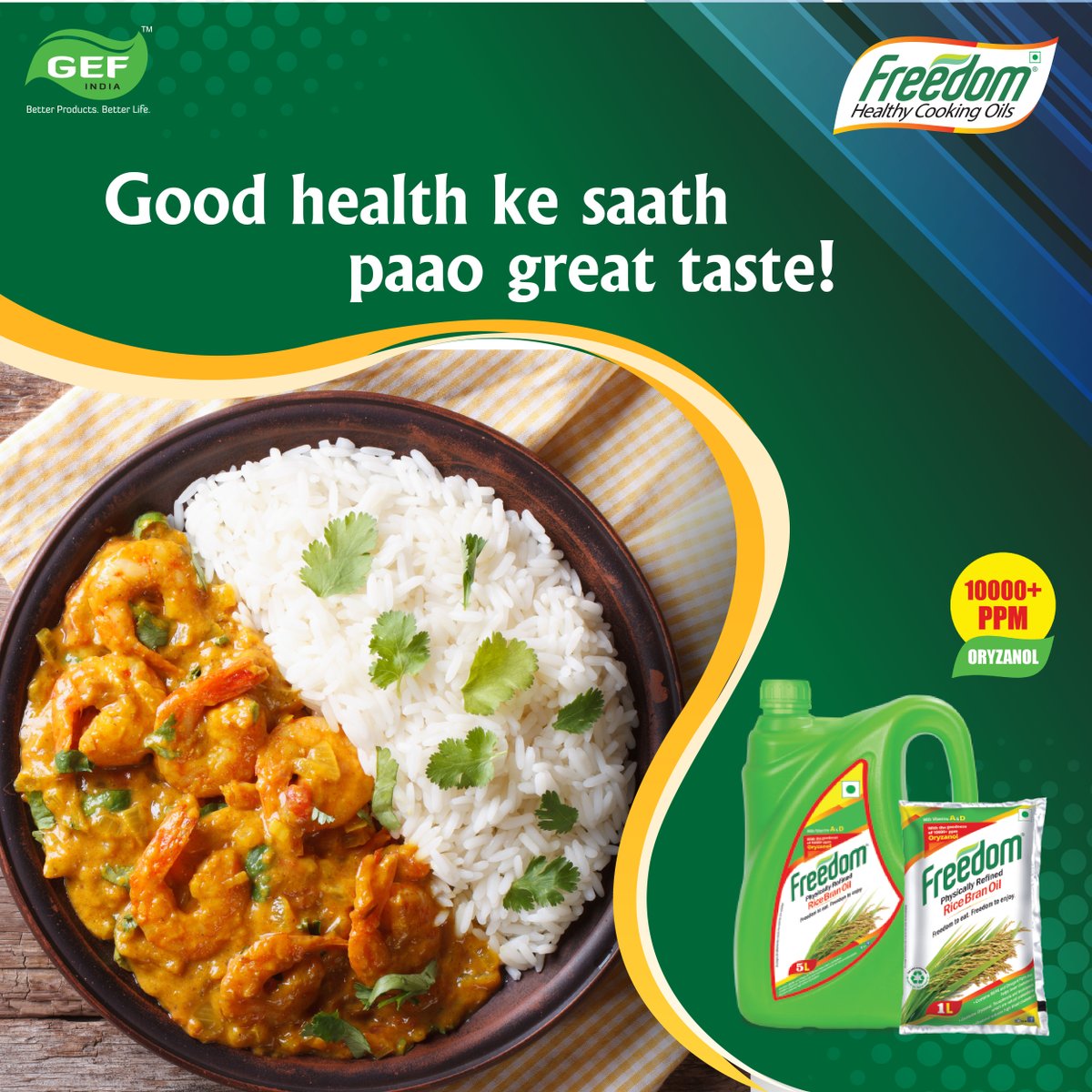 Eminent nutritionist Dr. Matheen herself uses Freedom Rice Bran Oil which has 10000+ PPM Oryzanol to cut bad cholesterol and raise good cholesterol. Try it and see how it adds to the taste of the food you cook and helps you maintain good health as well.