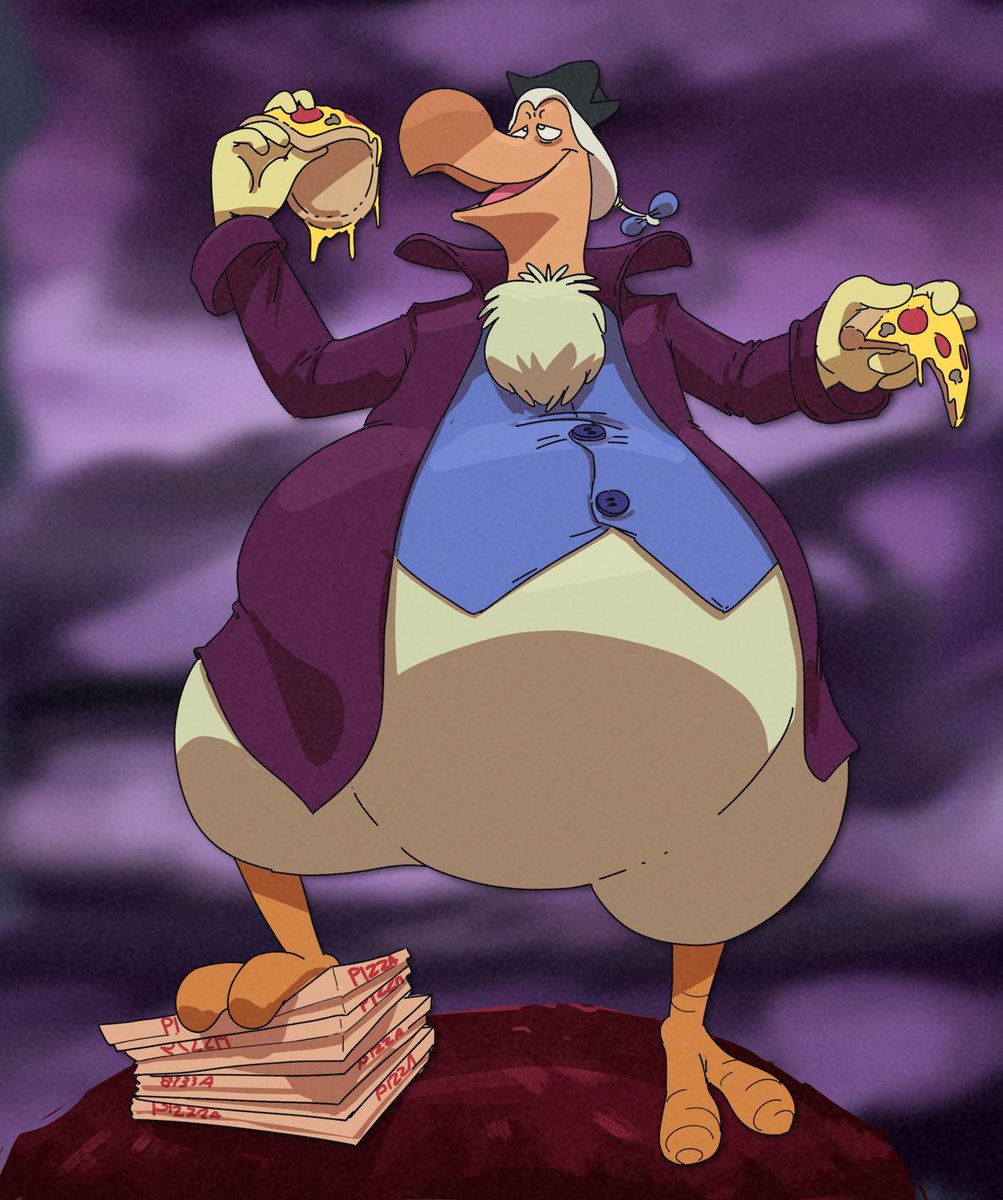 Have you ever wished that pizza was real in Wonderland? Well, today’s your lucky day! Mr. Dodo’s “see-food” diet is going rather well. :P Art by ⁦@Bluescale_⁩ Mr. Dodo @ Disney