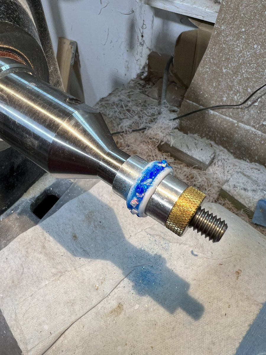 SpeedysWoodshop's tweet photo. The blue pearl ring is done.  #ringmaker #rings https://t.co/yD6gRqGr4n