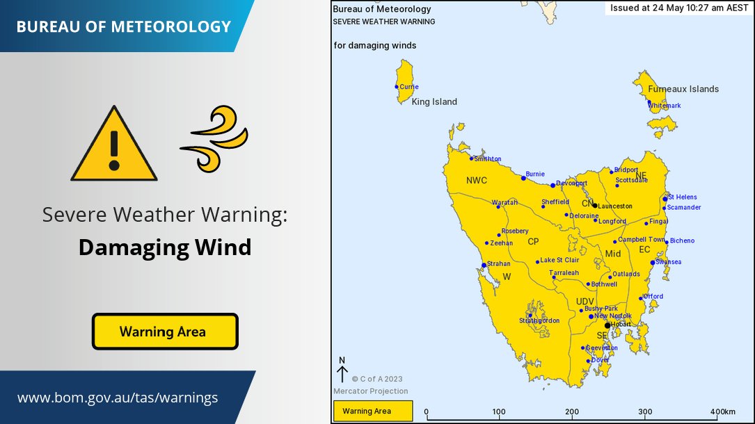 Bureau of Meteorology, Tasmania on Twitter "Damaging wind gusts to