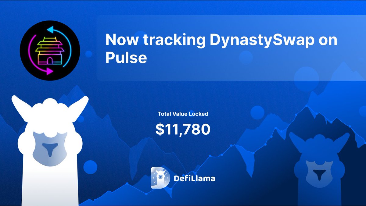 DefiLlama's tweet photo. Now tracking @DynastySwap on @PulsechainCom 

Dynasty Swap, a decentralized exchange on PulseChain https://t.co/WjVsF7Fv78