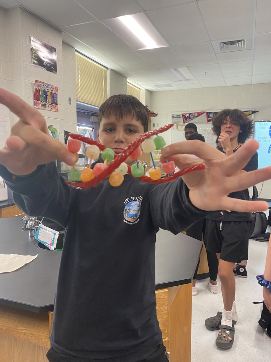 HFallica's tweet photo. Today 7th graders built DNA models! We discussed the importance of using models in Science, especially Genetics! @CalvertMSCCPS https://t.co/yPeThFWQ9X