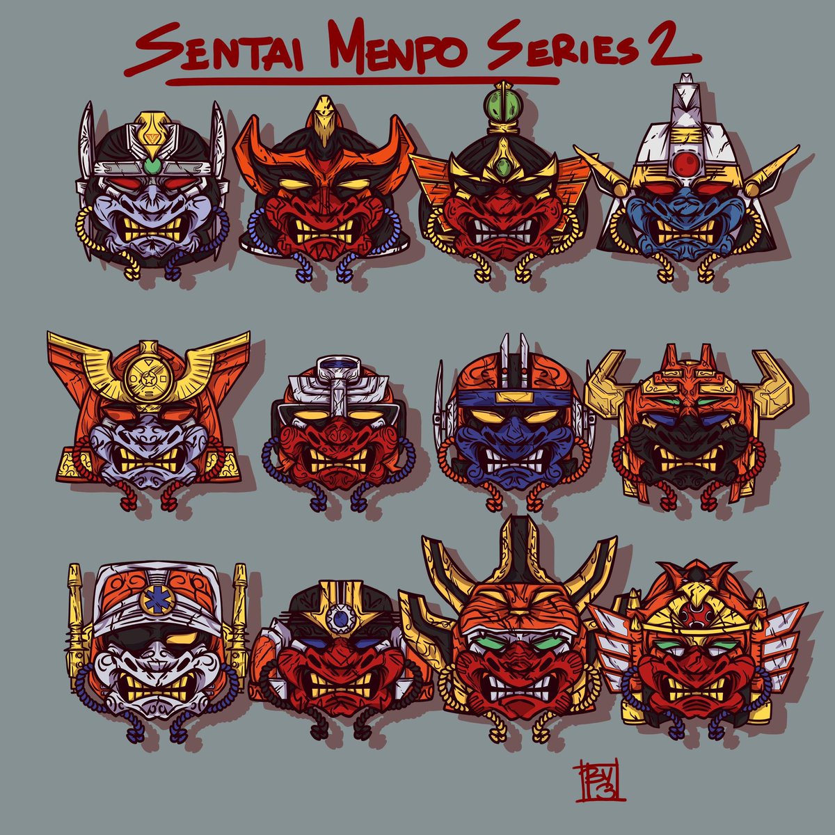 BY13x's tweet photo. Sentai Robo Menpō Series complete!
🎉
@ByThe13th
#art #doodle #drawing #fanart #supersentai #menpo #スーパー戦隊 #面頬 #Giantrobo #巨大ロボ #superrobo #スーパーロボ #tokusatsu #特撮 https://t.co/Kpo0Thlj8s