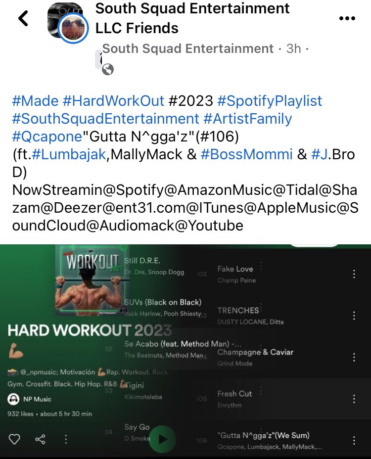 SouthsquadE's tweet photo. #MadeAnuthaPlaylist(#No.#7)#Spotify #WorkOut #2023 #Playlist (#No.#106) https://t.co/dr8WP3KSbi