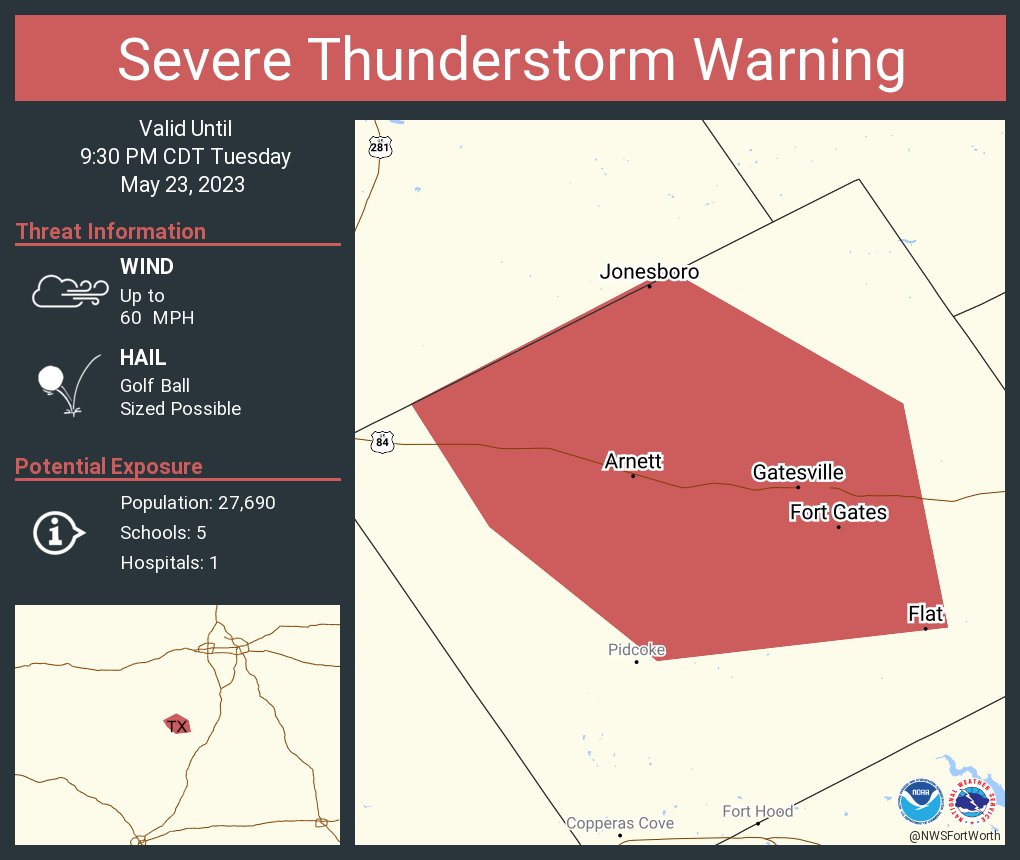 NWS Fort Worth on Twitter "Severe Thunderstorm Warning continues for