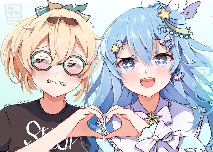 #女の子二人のイラストを貼る見た人もやる