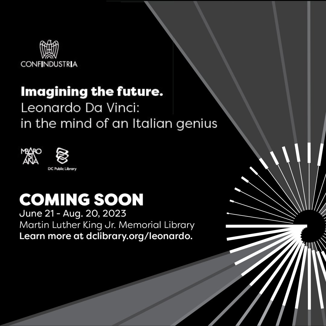 ICYMI: Leonardo da Vinci's Codex Atlanticus to be on display at the MLK Library! The exhibit marks the first time the Codex Atlanticus has been displayed in the United States! 

Learn more: bit.ly/43dzOWK