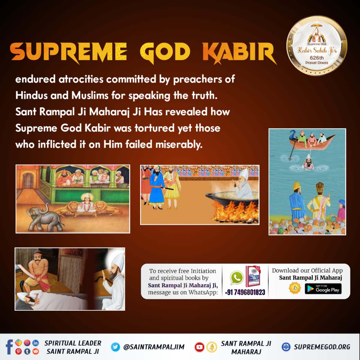 #कबीर_भगवान_के_चमत्कार
Once Shekhatki left his fist on Supreme God Kabir by performing Jantra-Mantra (Tantrik Vidya).  That fist had no effect on Supreme God Kabir, because He is the Supreme God.
God Kabir Prakat Diwas